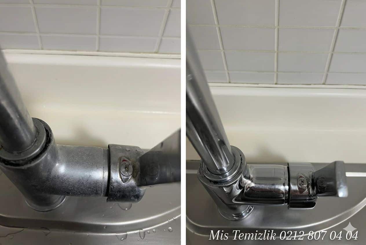 İstanbulda profesyonel buharlı banyo temizliğinden bir görüntü.